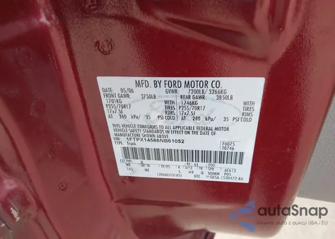 2006 Ford F150 Fx4/Lariat/Xl/Xlt from USA, damaged, VIN 1FTPX14586NB61052